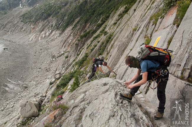 Preparing for a hike on the mer de glace