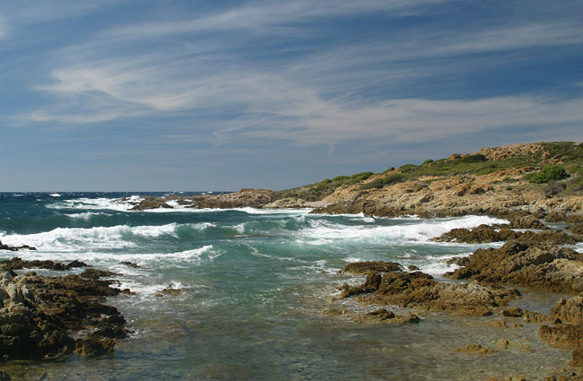 Rocky beach near the desert