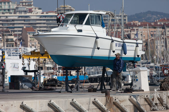 Inspecting the boat